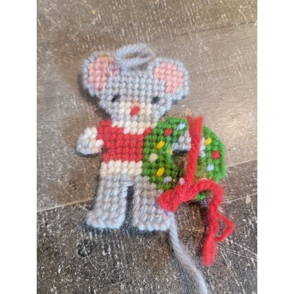 Mouse mice wreath knit crochet ornament Xmas decor - Picture 2 of 4